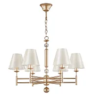 Люстра подвесная FLAVIO SP6 GOLD Crystal Lux бежевая на 6 ламп, основание золотое в стиле современный Люстра подвесная FLAVIO SP6 GOLD Crystal Lux бежевая на 6 ламп, основание золотое в стиле современный